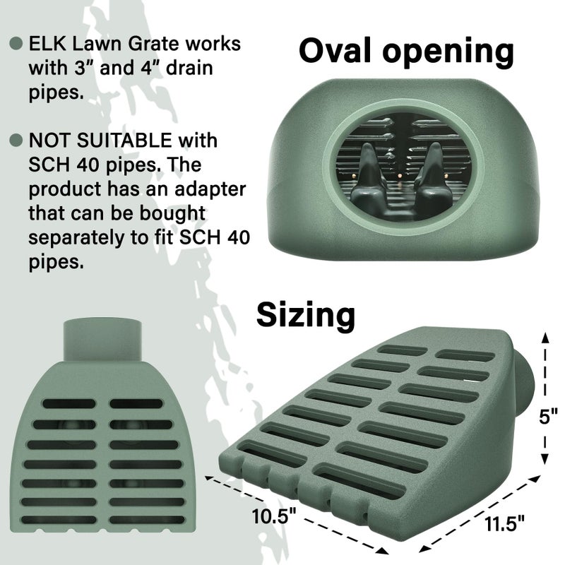 ELK Lawn Grate Yard Drain for Sump Pump and Downspout Extensions - Heavy Duty and Compatible with 3"" and 4"" Thin Wall Drain Pipes - Image 2